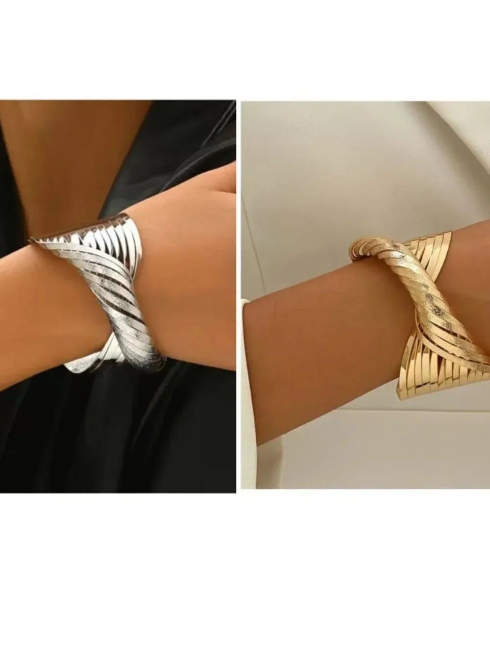 NWT Modern Matte Twisted Widwe Cuff Minimalist Boho Statement Silver or Gold